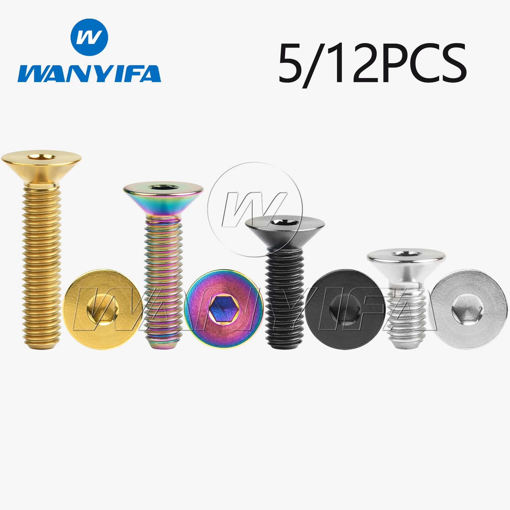 Wanyifa Titanium Bolt M6x10 15 20 25 30 35 40 45mm Allen Key Flat Countersunk Head Screw for Bicycle 5/12PCS