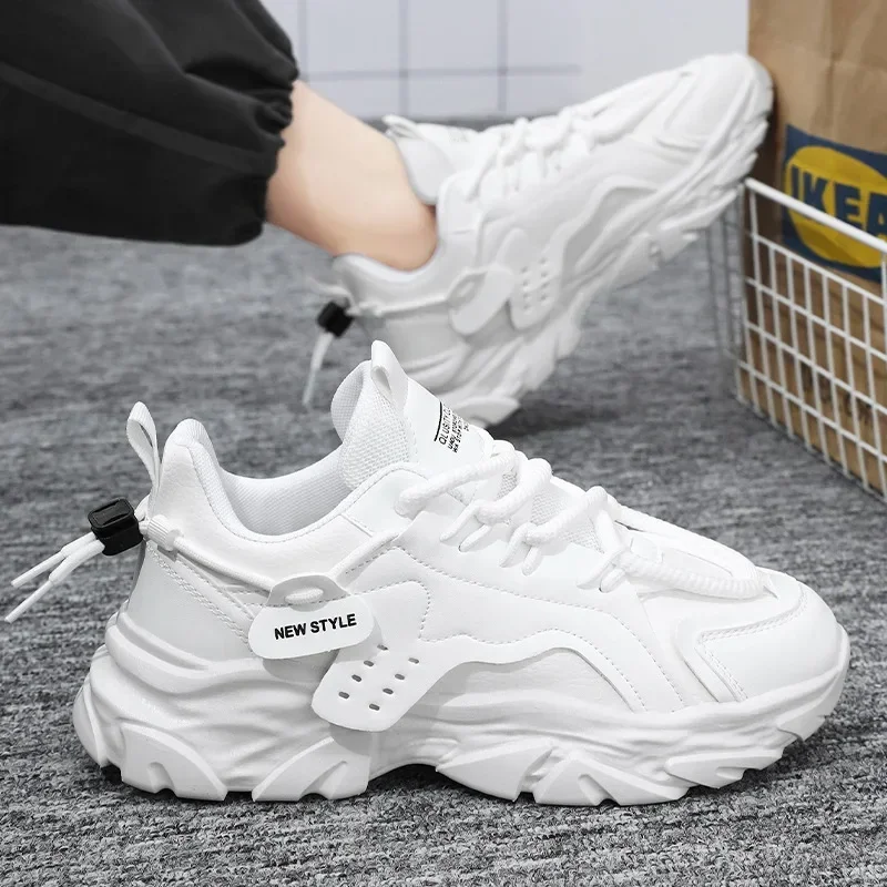 Men Sneakers Mesh Men Shoes PU Leather Platform Casual Sneakers Increased Vulcanized Shoes Light Running Shoes Tenis Masculino 4