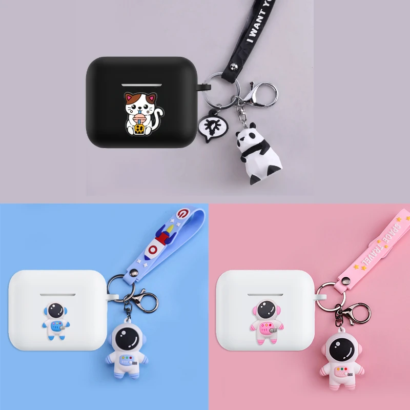 

Cartoon Earaphone case For Amazfit PowerBuds Pro Case Silicone Protect hearphone cover with keychain Accessories