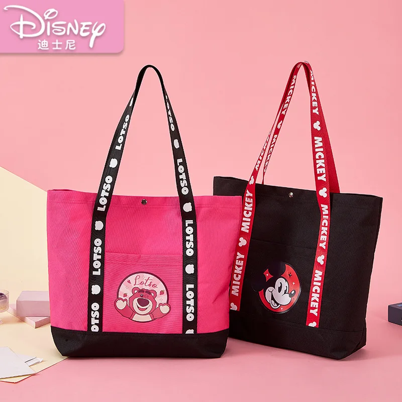 

Disney Large Canvas Bag Kawaii Anime Mickey Lotso Large Capacity Shopping Bags Commuter Travel Tote Bag Christmas Gift for Women