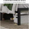 King Size Bed Frame with Upholstered Headboard, Platform Bed Frame with Metal Slats, Button Tufted Square Stitched Headboard, No 6