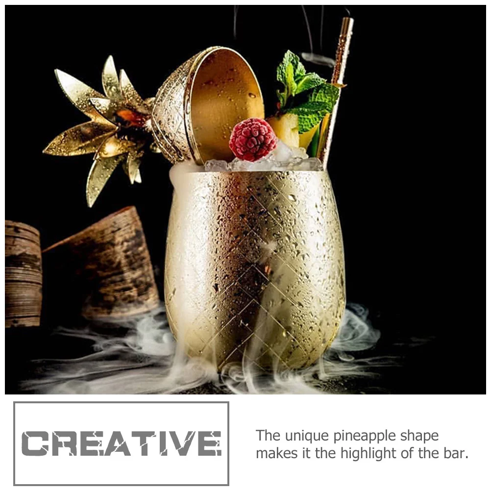 Pcs pineapple shaped stainless steel cocktail glass cup mug juice water bar party drinkware goblet tumbler container