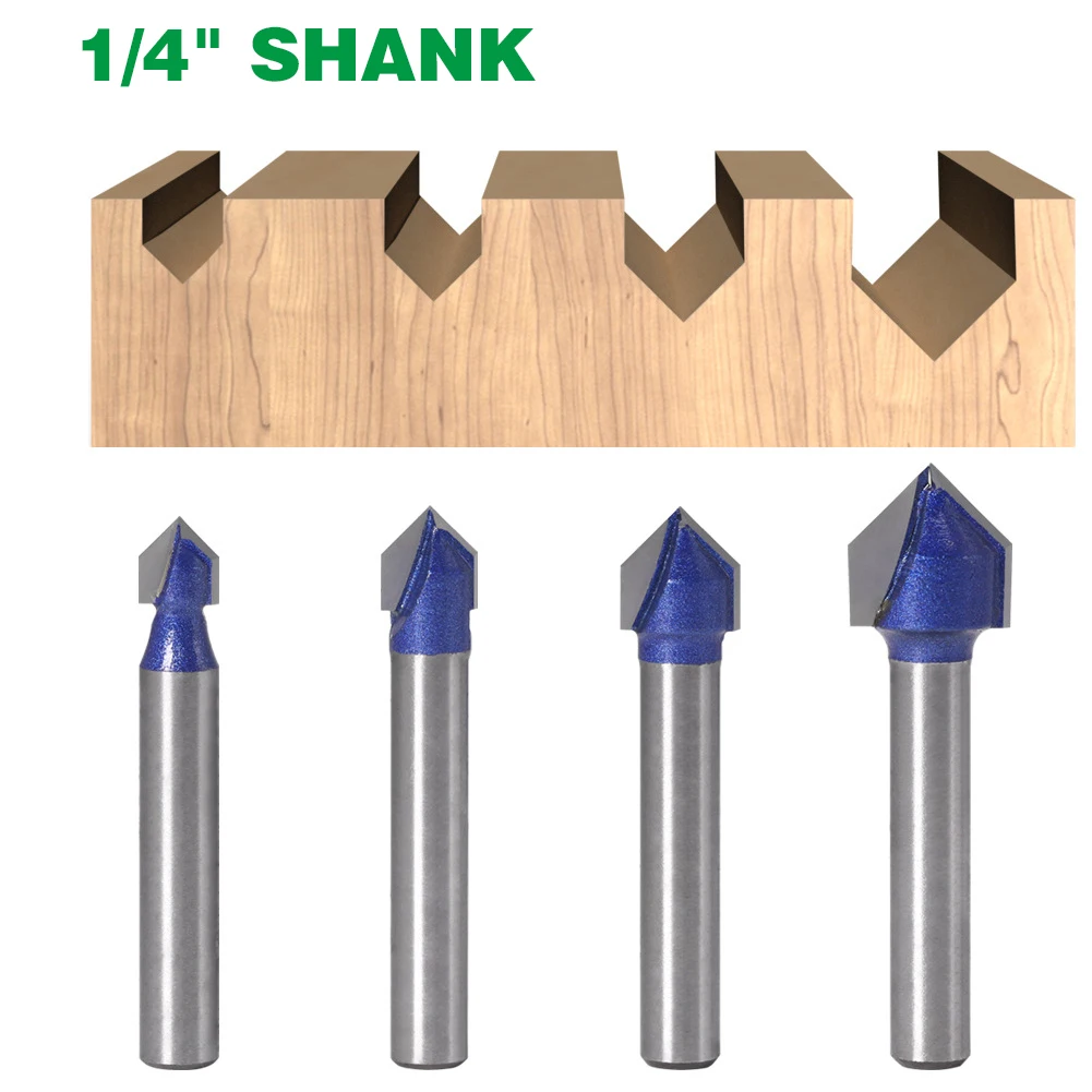 

1PC 1/4" 6.35MM Shank Milling Cutter Wood Carving 90 Degree V Groove Template Router Bits Milling Cutter For Wood Electric