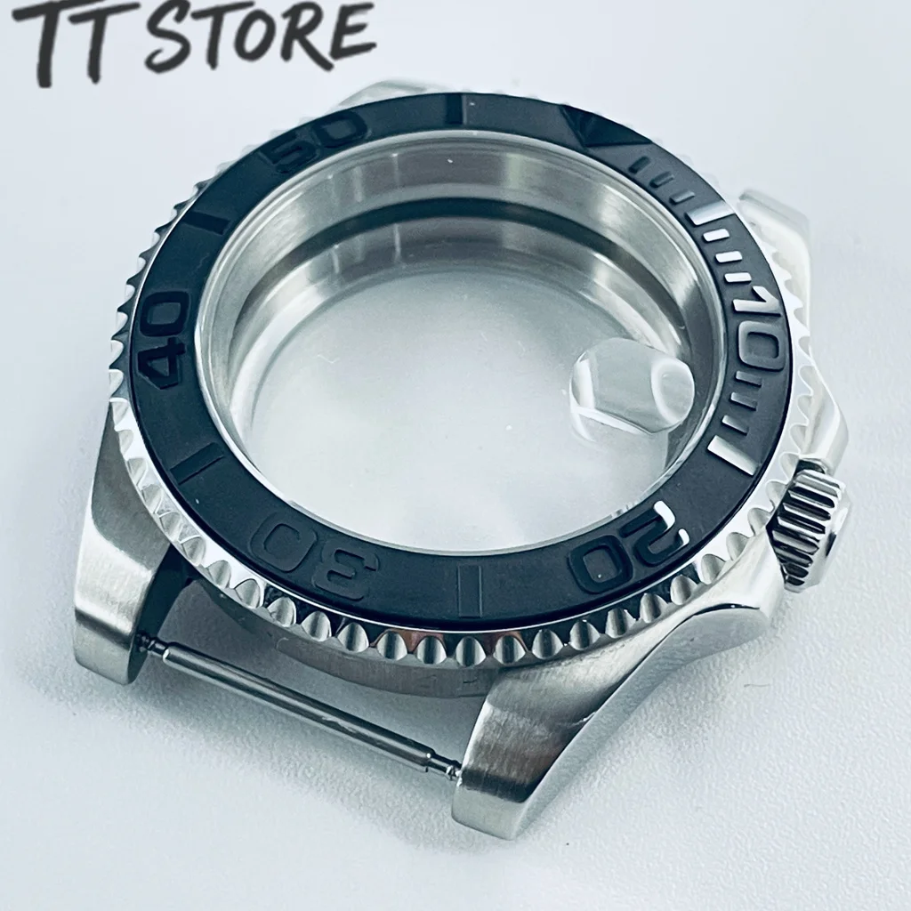 Sleek Silver 40mm Watch with Ceramic Bezel & Sapphire Case - Unisex Design
