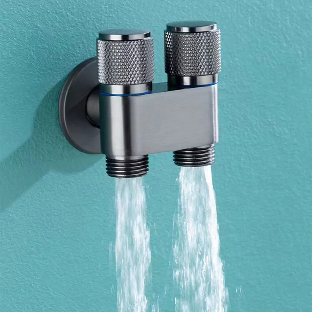 G1/2 1 In Two Out Double Control Washing Machine Faucet Toilet Triangle Valve Kitchen Sink Bathroom Basin Faucet Accessories