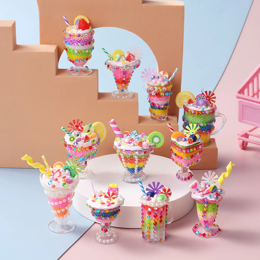 3Pcs Children Ice Cream Mini Cup Handmade Toy Dessert Party Cream Glue