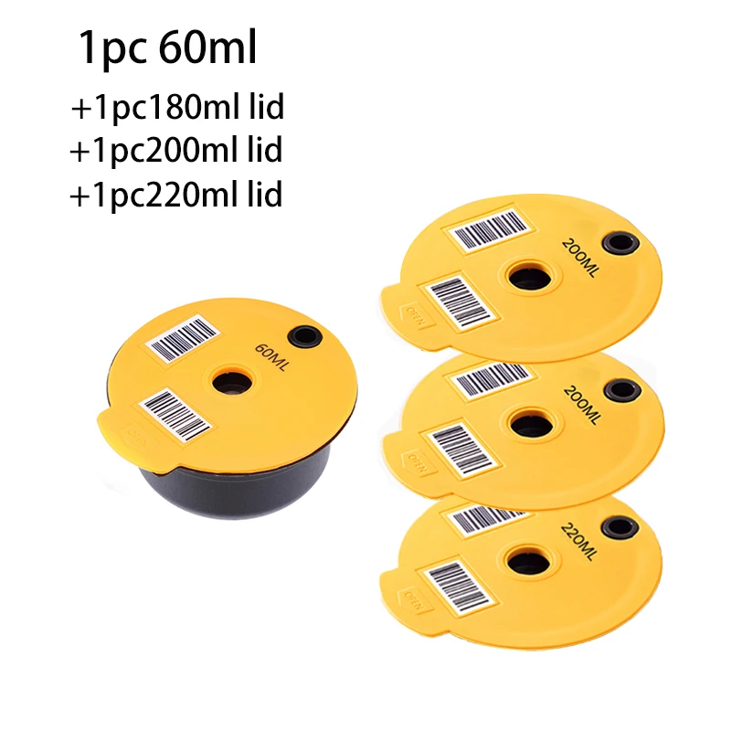 Reusable Coffee Capsule Pods with Silicone Lid - 60ML / 180ML Capacity