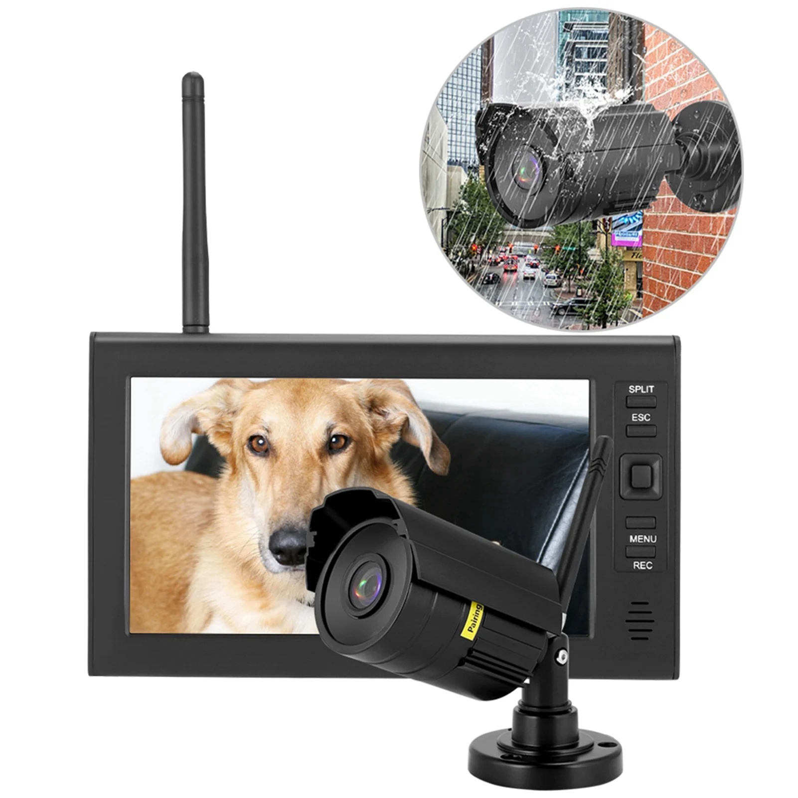 7 Inch LCD Wireless WIFI 4CH Security Monitor System Display + Camera IR Cameras Memory Card Wireless Security Camera System monitor for cctv