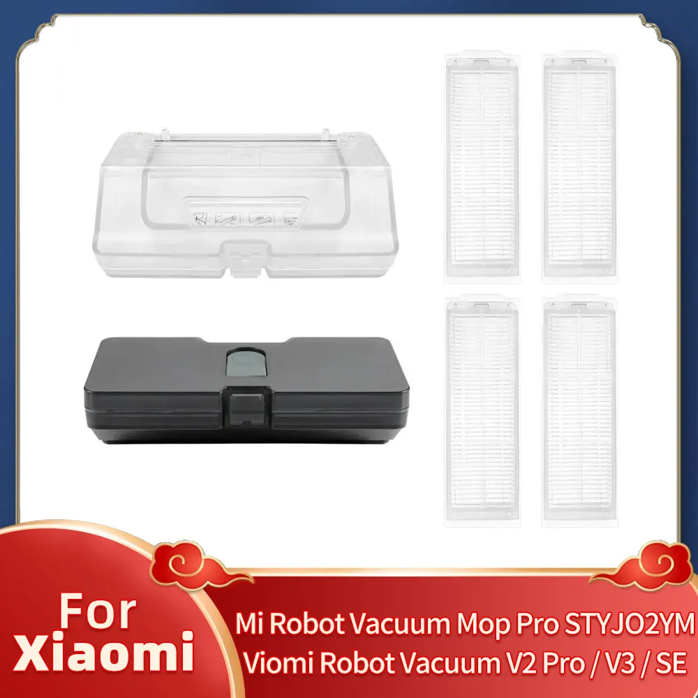 para Xiaomi mi Robot Vacuum-mop Promop Pmop 2s Xmstjqr2 Viomi v2 V2pro v3 se Peças Caixa de pó Tanque de Água Filtro Hepa Styj02ym