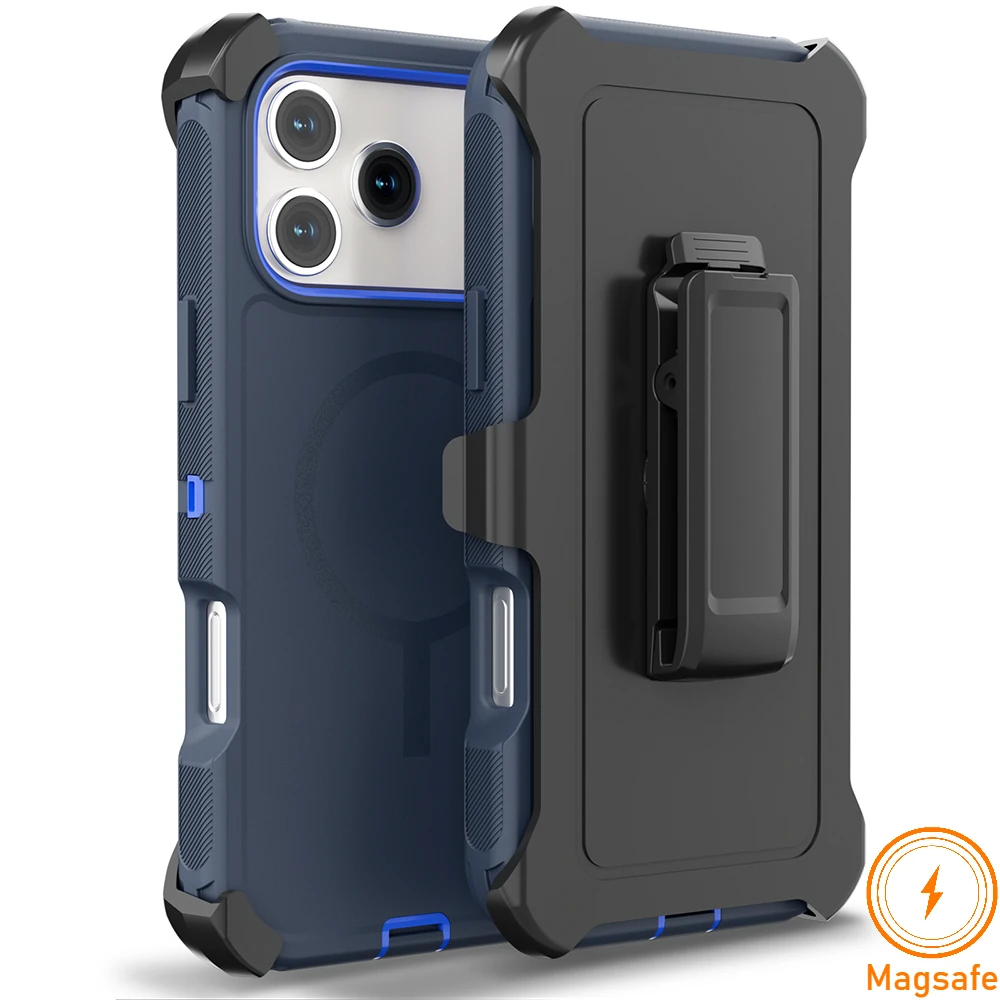 Enhanced Armor Magnetic Phone Case - Rugged Shockproof Design with Clip Cover