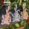 Bubble Letter Prong Rabbit Necklace Pendant for Women Cubic Zirconia Real Copper Iced Out Charm Hip Hop Jewelry 1