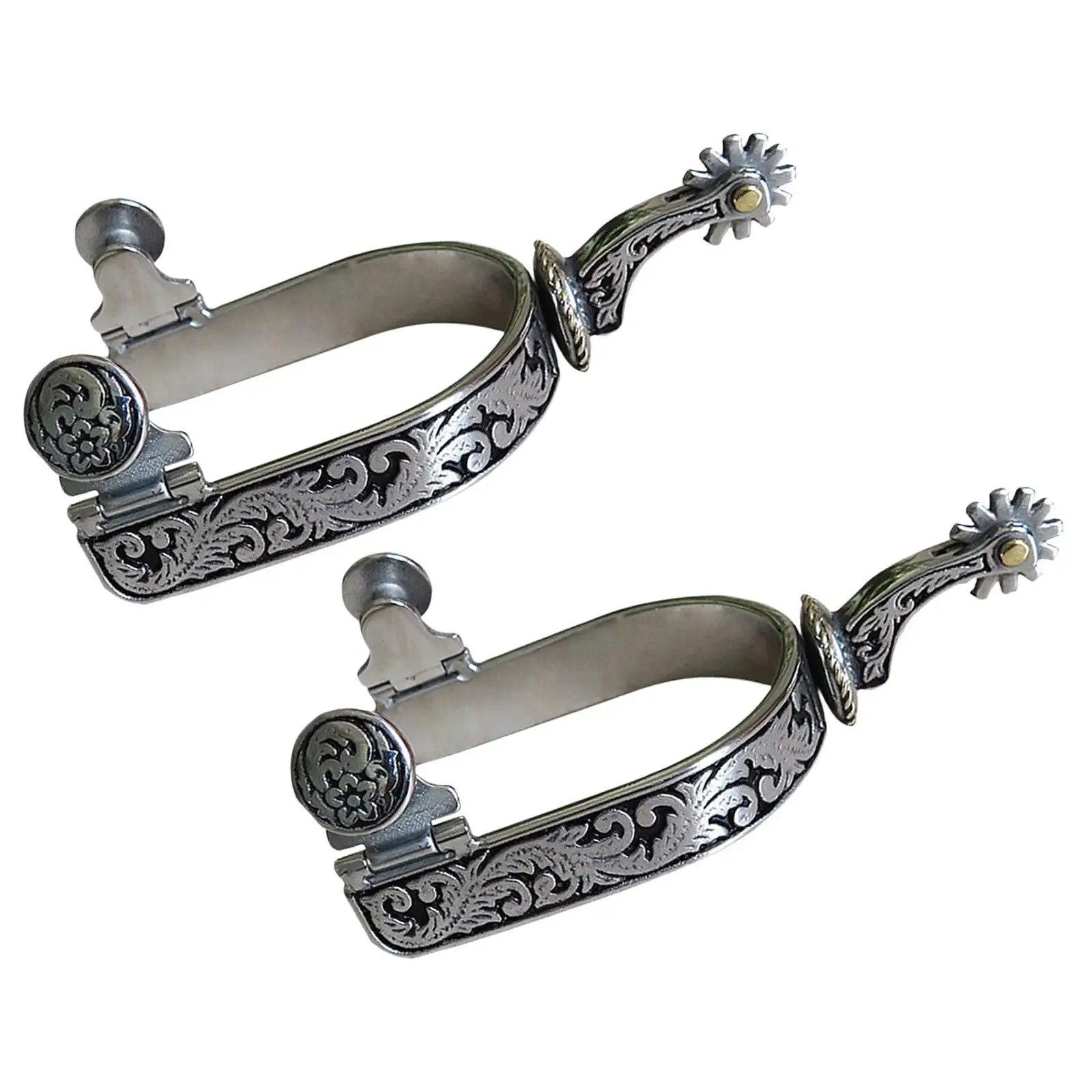 

2x Horse Spurs Anti Rust Equestrian Accessory Smooth Engraved Boots Spurs