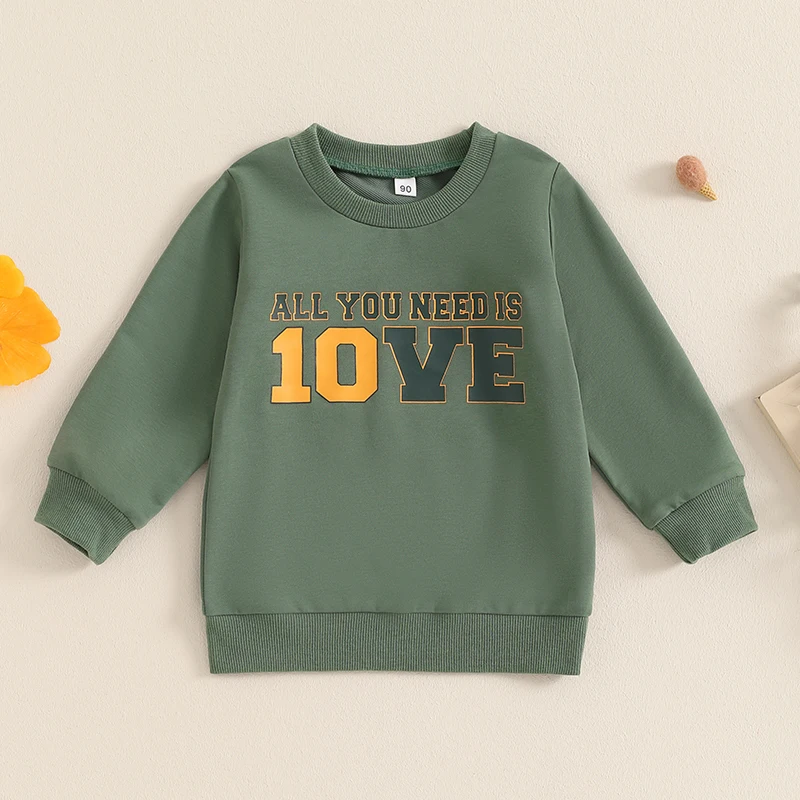 -06-13 Lioraitiin 1-5Y Autumn Toddler Kids Boys Sweatshirt Long Sleeve Crew Neck Letters Print Pullover Tops