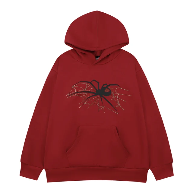 11 BYBB'S DARK Spider Hotfix Rhinestones Print Hoodie 2024 Hot Selling Casual Hoodies Spring Autumn Sweatshirt Men Women Hoodie 2