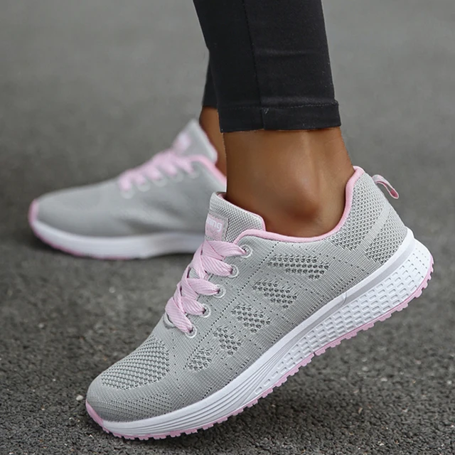 Zapatillas de deporte para mujer 2025, nuevas zapatillas transpirables a la moda, cómodas zapatillas de deporte de tela de malla con cordones, zapatillas de tenis para mujer 5