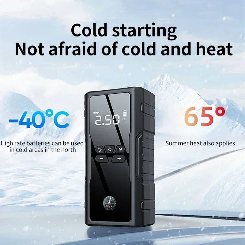 Car Jump Starter Air Pump Power Bank Lighting Portable Air Compressor 4 In 1 Cars Battery Starters Starting Auto Tyre Inflator
