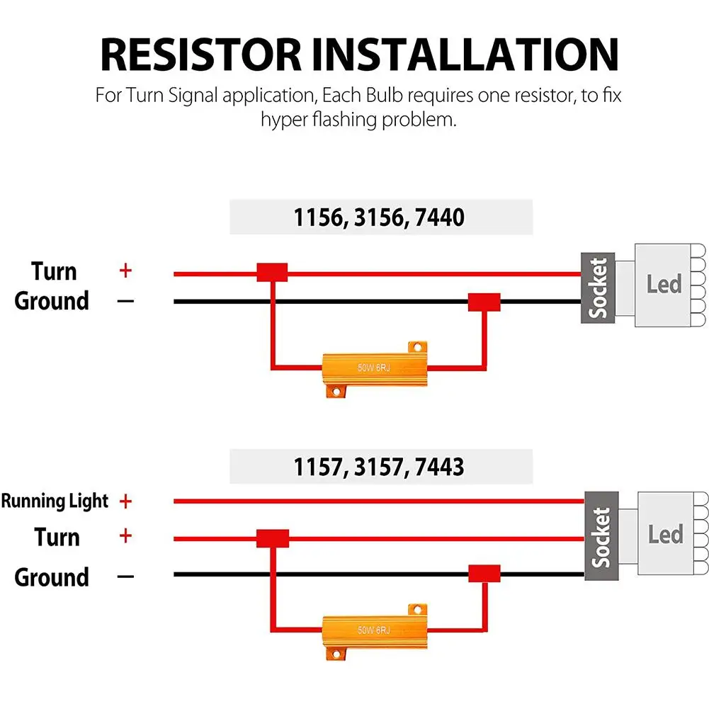 Load Resistor 50w 6rj 6ohm Led Bulb Led Decoder For Turn Signal Blink Tail Light Resistor Decoding Line Dropshipping