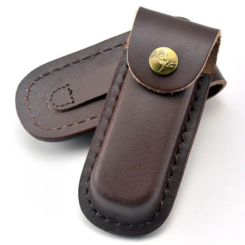 

Portable Outdoor Hunting Leather Case Fold Knife Cowhide Cover Tool Protective Bag For Knife Storage Case Protection Shell