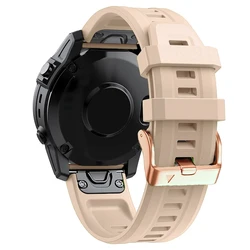 Rose Gold Buckle 20mm Silicone Quickfit Wristband Strap - Fenix 6S 6S Pro (Apricot)