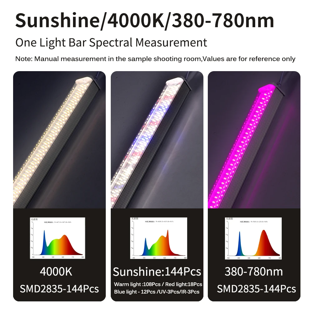 4pcs LED Grow Light 100-265V 53cm Full Spectrum LED Bar Light IP65 Phytolamp impermeabile per piante serra tenda pianta luce