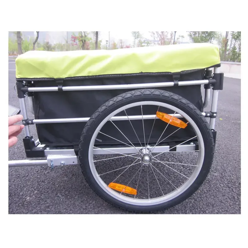20 Inch Bicycle Cargo Trailer With Rain Cover, Aluminium Alloy Frame Luggage Cart, Mountain Bike Wagon