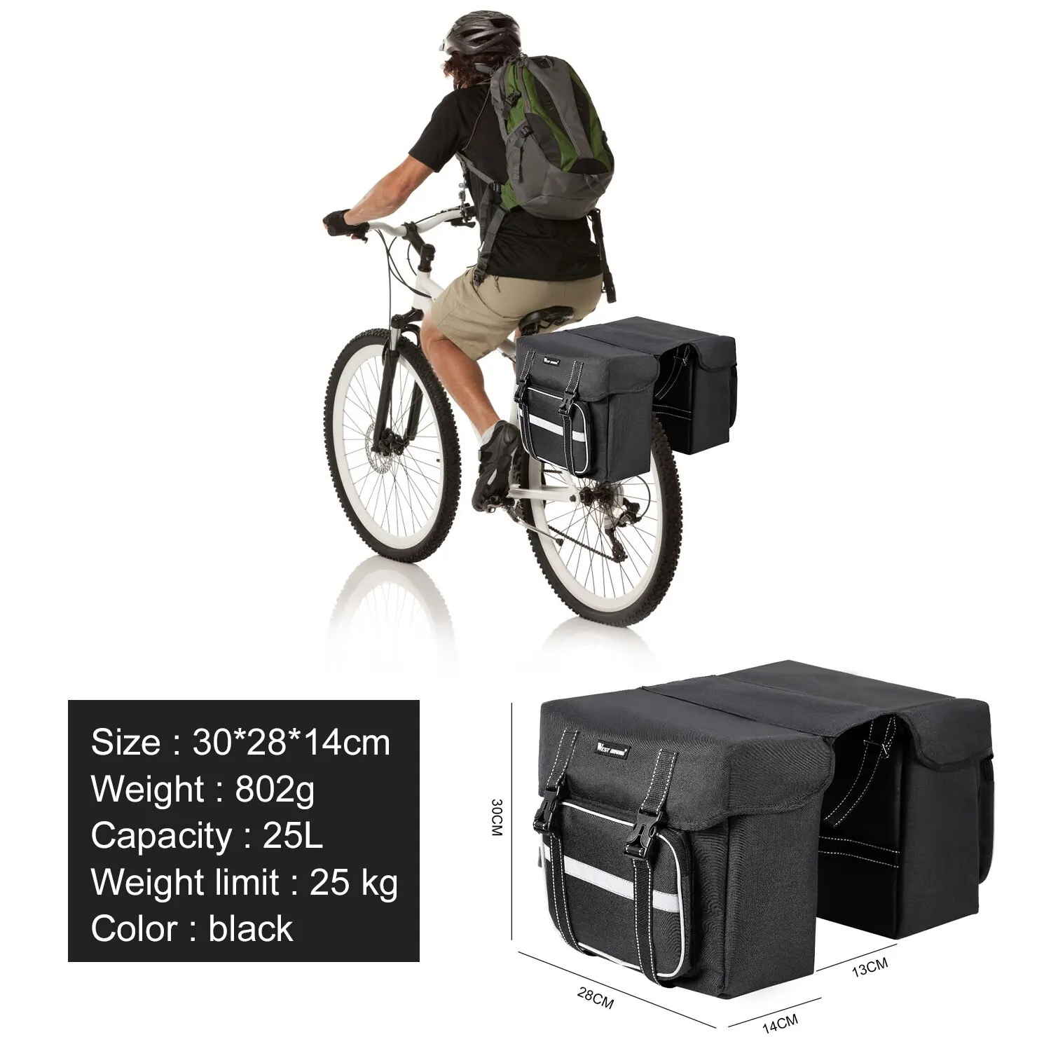 Bicycle Rear Seat Bag 25L Large Capacity Outdoor Luggage Carrier Bags Bike Bag Bicycle Bag Bike Accessory