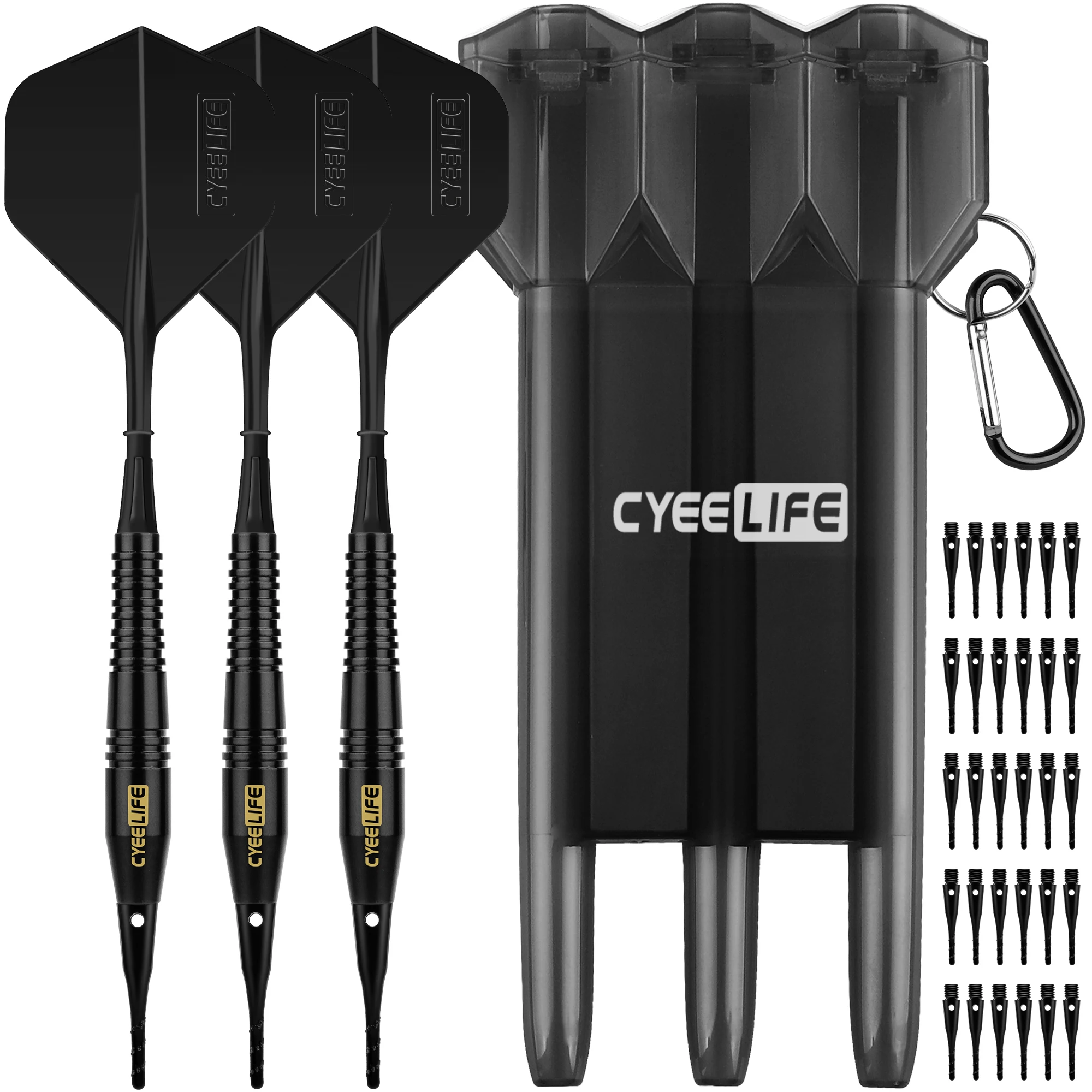 CyeeLife Brass Soft Tip Darts 18g With Carry Case and Extra Plastic Points & Flights,Professional Electronic Dart set cuesoul 3pcs cheap darts 16 grams brass barrels darts with red plastic darts points for electronic dartboard