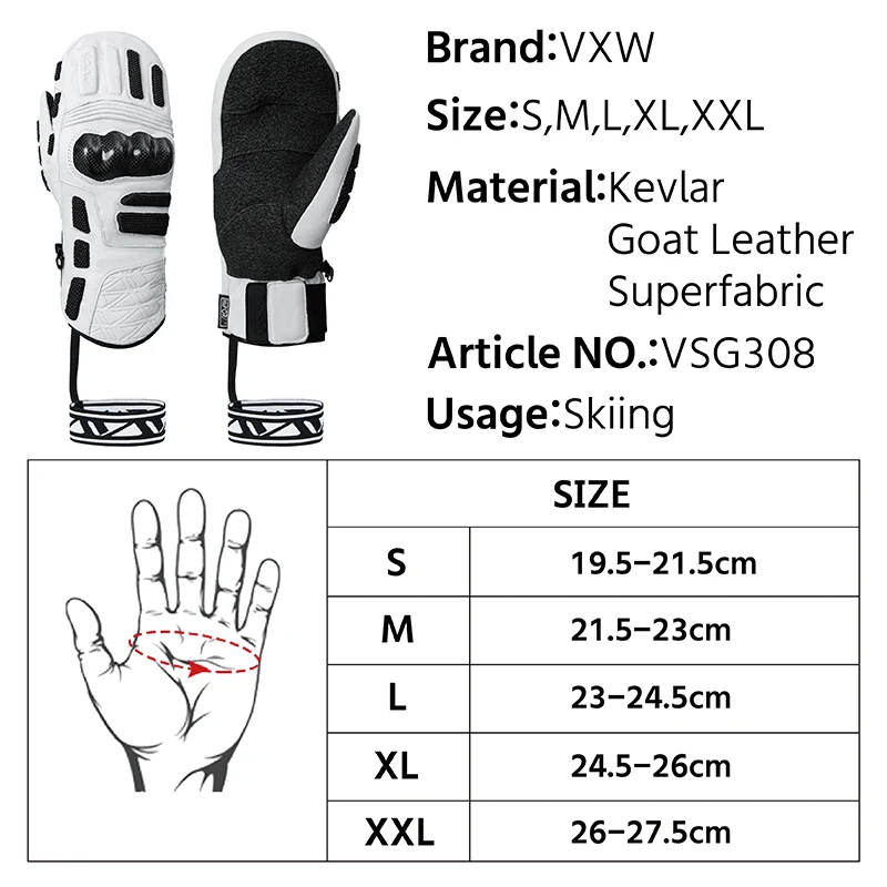 VXW Ski Gloves Snowboard Mittens Snowmobile Motorcycle Cycling Skiing Gloves Men Women Winter Warm Snow Gloves Waterproof 6