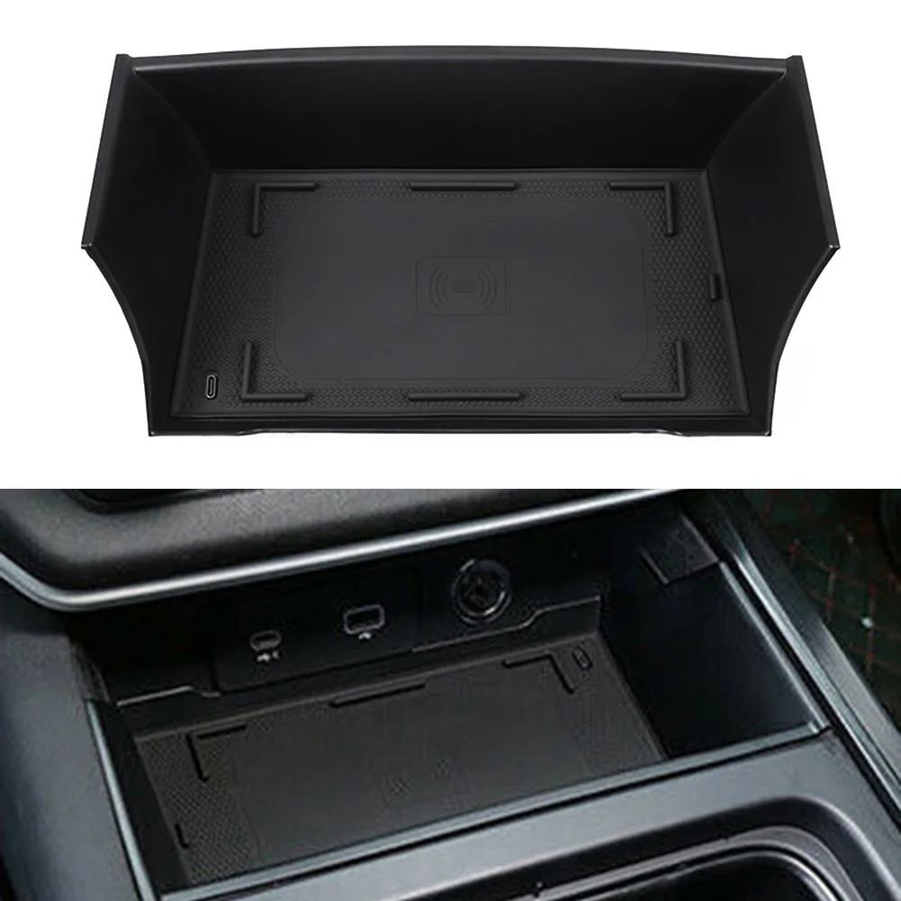 

12V Black ABS Central Storage Box Wireless Charing For Land Rover Defender 90 110 2020-22 Car Accsesories