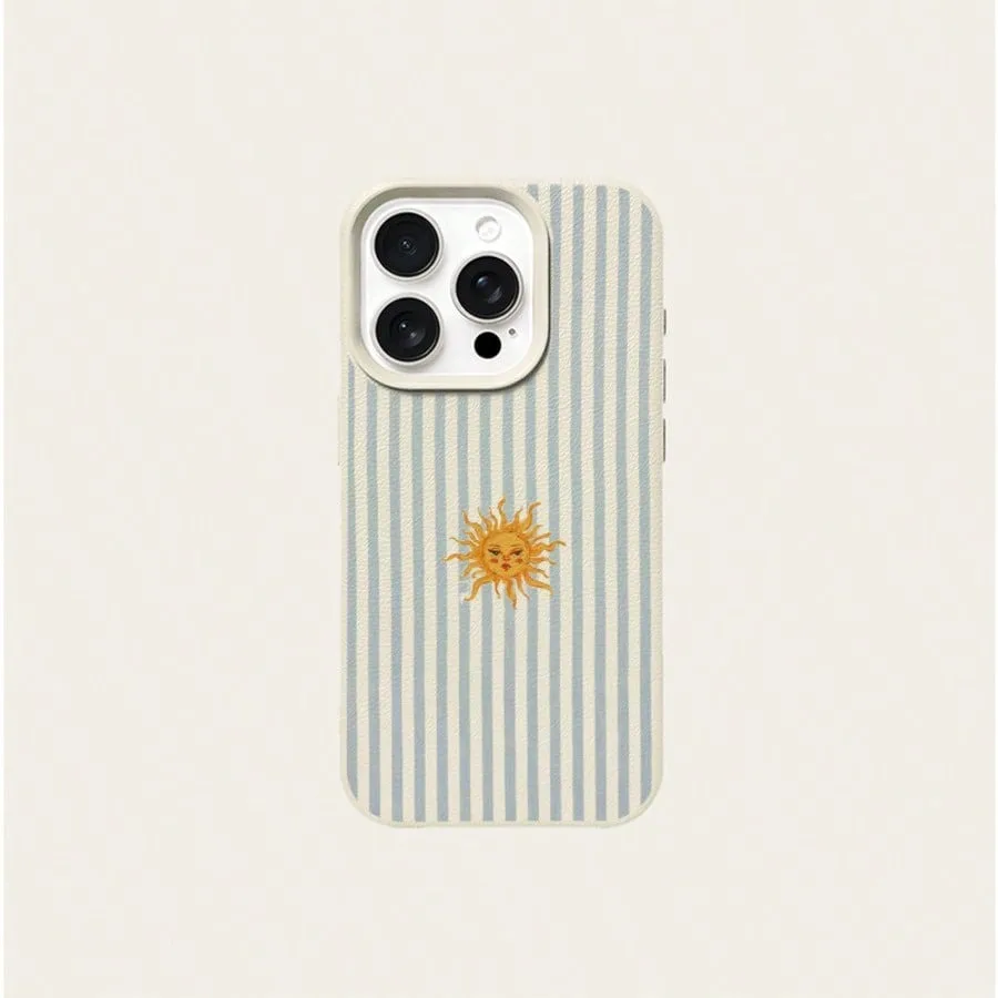 Light Blue Striped Sunflower Pattern Phone Case