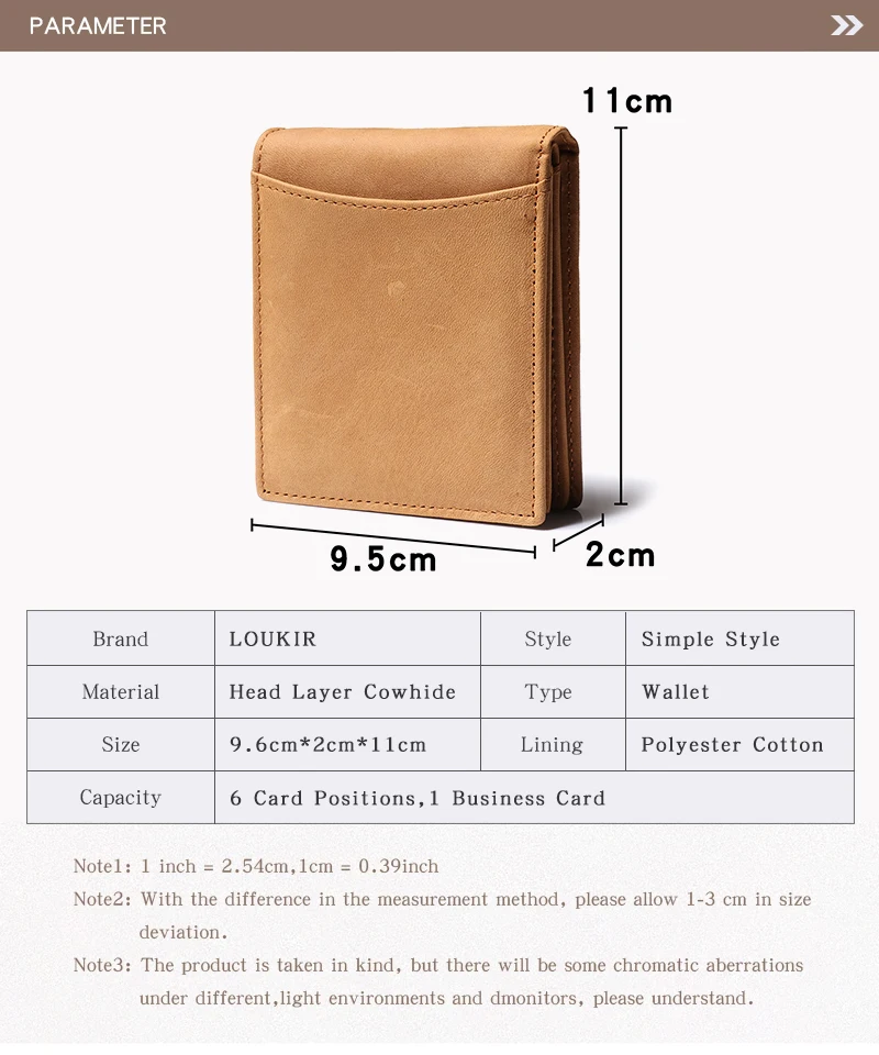 Luokir neue Top Layer Rindsleder kurze Brieftasche, Echt leder Retro RFID Wechsel clip, verrückte Pferd Leder Multi Slot Herren Karten tasche – Detail 2