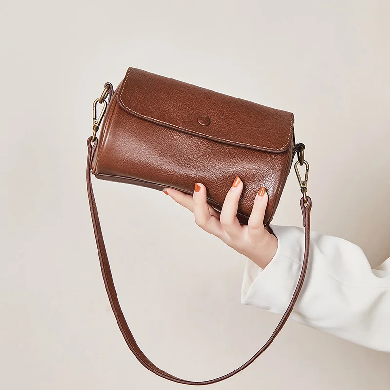 Trendy Designer Genuine Leather Vintage Pillow Bags for Women Luxury Ladies Casual Shoulder Crossbody Bag Cow Leather Bag S5511