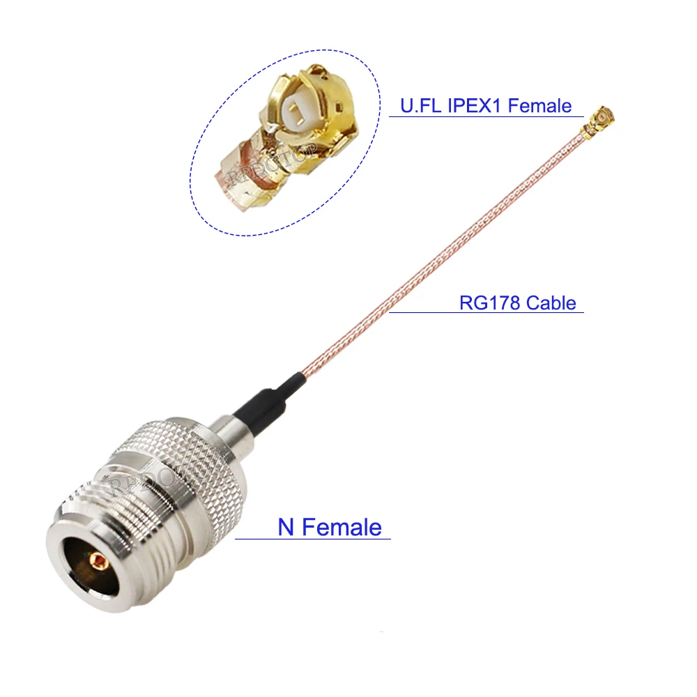 1 Stück l16 n Stecker/Buchse zu u. fl ipex1 Buchse rg178 rf Koaxialkabel für Mini-PCI-WLAN-WLAN-Antennen verlängerung Jumper