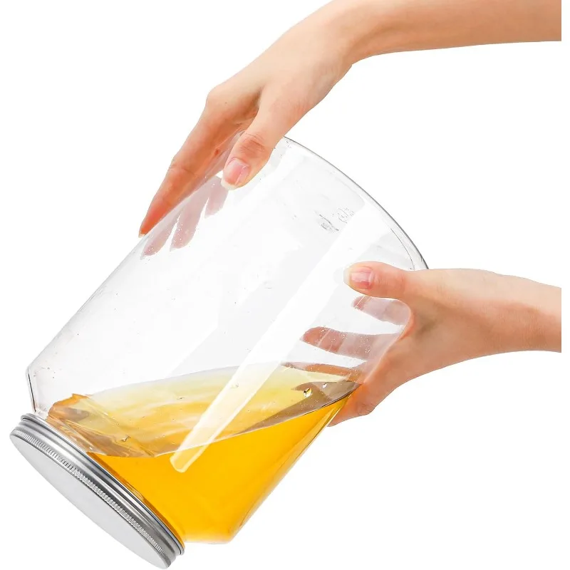 1-Pack 1 Gallon Clear Plastic Jars - BPA Free Airtight Food Storage for Dry Goods, Pickling & Fermenting, Wide Mouth Lid (118oz)