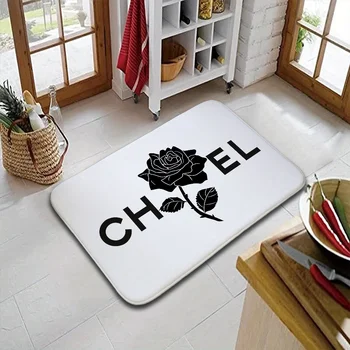 블랙 화이트 럭셔리 브랜드 미학 장미 기도 매트, 집 입구 매트, 주방 카펫 현관 매트, 입구 문짝 욕조