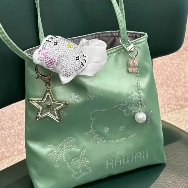 

Hello Kitty Sanrio плюшевая Милая мультяшная Милая Женская атласная шелковая сумка с принтом аниме плюшевые игрушки для девочек подарок на день рождения