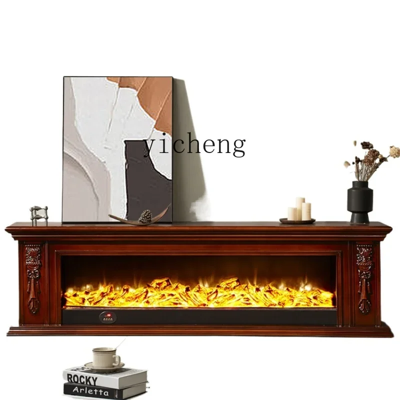 Tqh Electric Fireplace Curio Cabinet Simple Fireplace Mantel Custom Solid Wood TV Cabinet