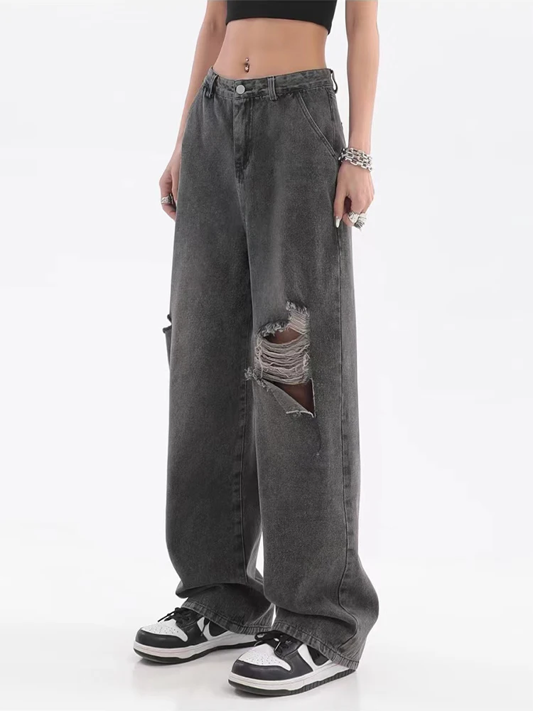 

Women's Pants Jeans Oversize Y2k Grunge Denim Trousers Straight Graphic Korean Fashion High Waist Aesthetic Streetwear Clothing