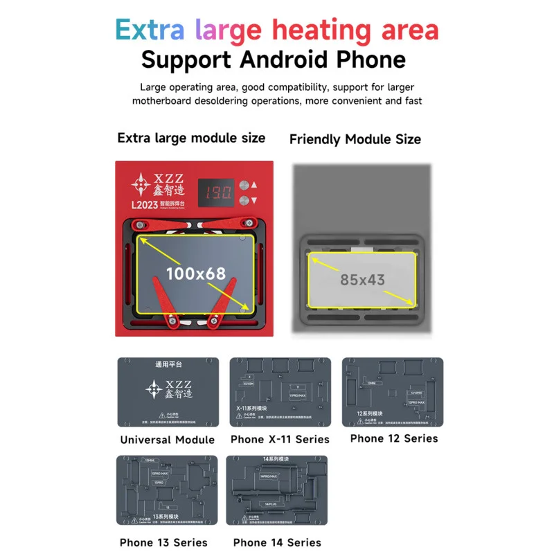 

XZZ Xinzhizao L2023 Heating Station for iPhone X-14 Pro Max Android CPU Chip Degumming Motherboard Layered Desoldering Platform