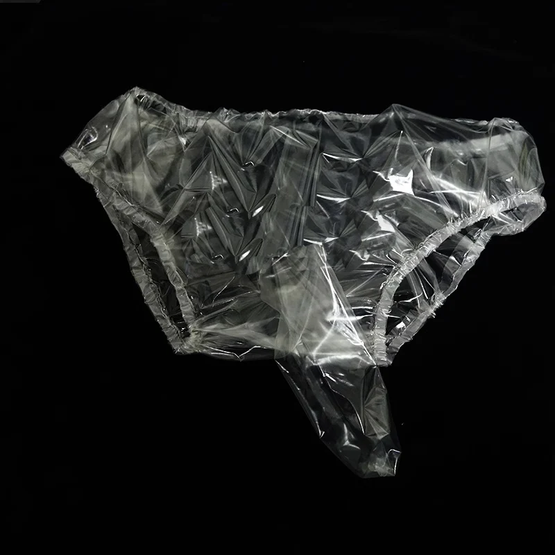 Men's PVC Plastic Panties With Penis Bag Transparent Underpants Middle Waist Sexy Briefs