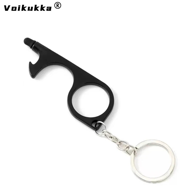 Voikukka 쥬얼리 터치 스크린 프레스 엘리베이터 버튼 다기능 EDC 키 체인 비접촉식 합금 병따개 열쇠 고리