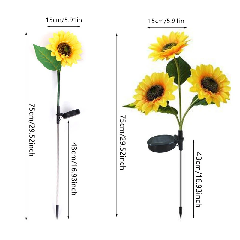 Solar-Powered Sunflower Garden Lights – Yellow Flower Lawn Lamps