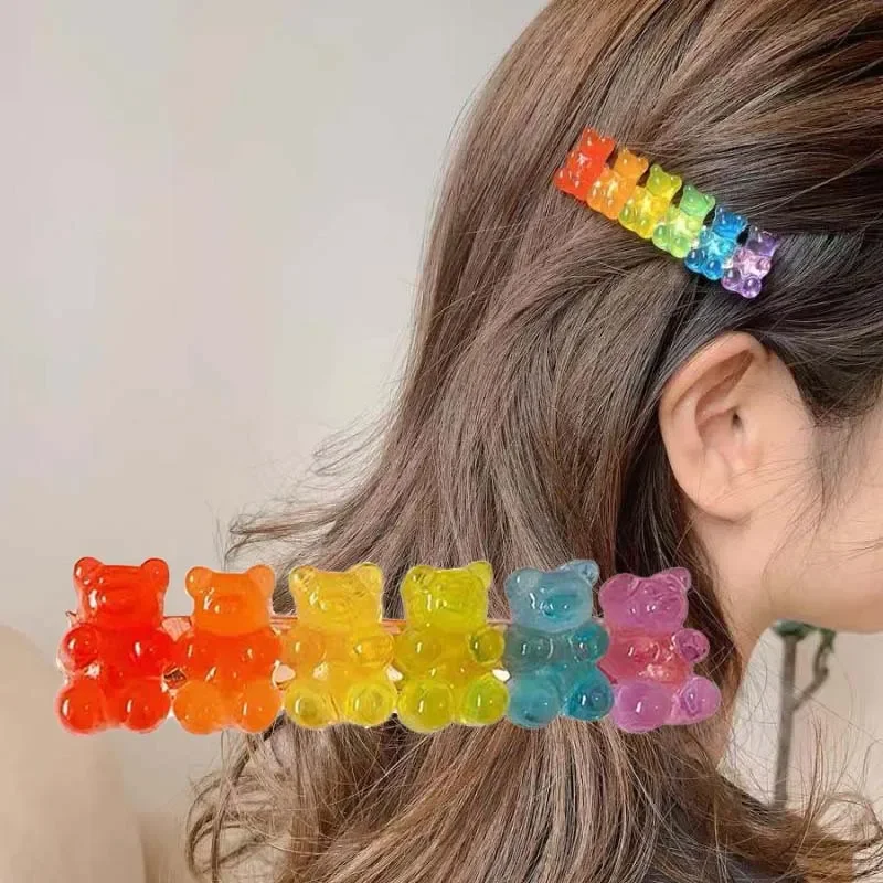 Hair accessory hair clip pearl hairpins Candy Color Jelly Bear Hair Barrette Clips Barrettes Cute Cartoon Animal Hairpin Women Girls Hairgrips Hair Acccessories Gifts