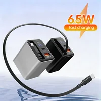 65W USB C GaN Charger Wall Charger Power Adapter Digital Display With Retractable Type C Cable For iPhone 17 16 Samsung Xiaomi 2