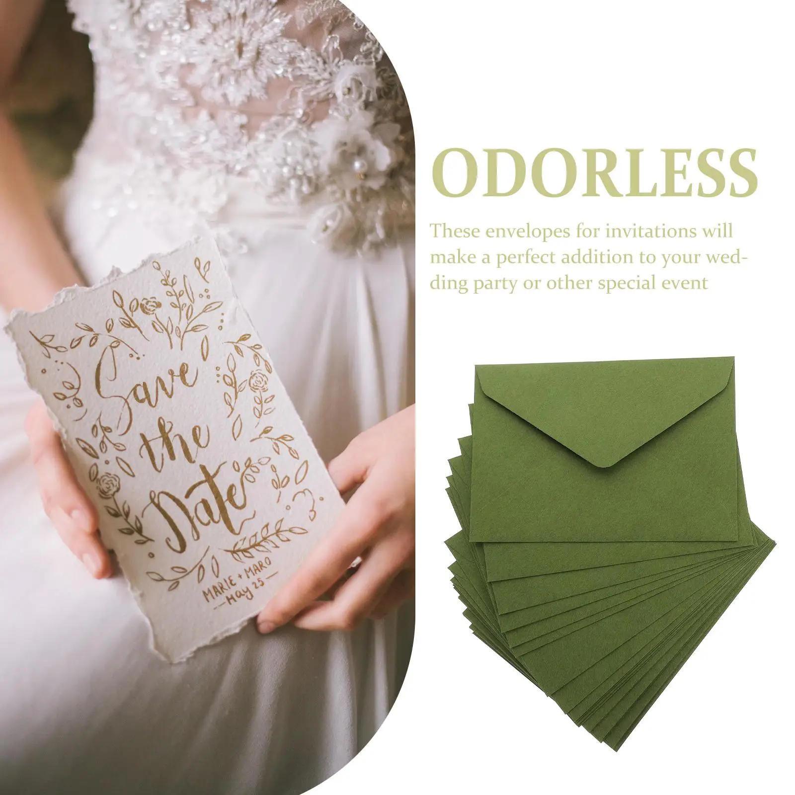 40pcs Retro 120g Thick Triangle Envelopes Grass Green Wedding Invitations Cards Party Greeting Business Valentine Birthday