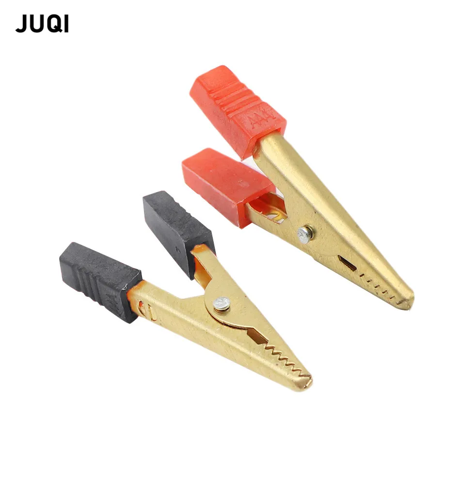 Insulated Crocodile clip Plastic Handle Cable Lead Test Charging Clamp Metal Crocodile Clamp Length 52mm Golden