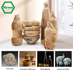 Hysen 25cm Width Wood Color Honeycomb Kraft Paper Cushion Packaging Rouleau Nid Dabeille Emballages Fragiles Cosmetique Wrap