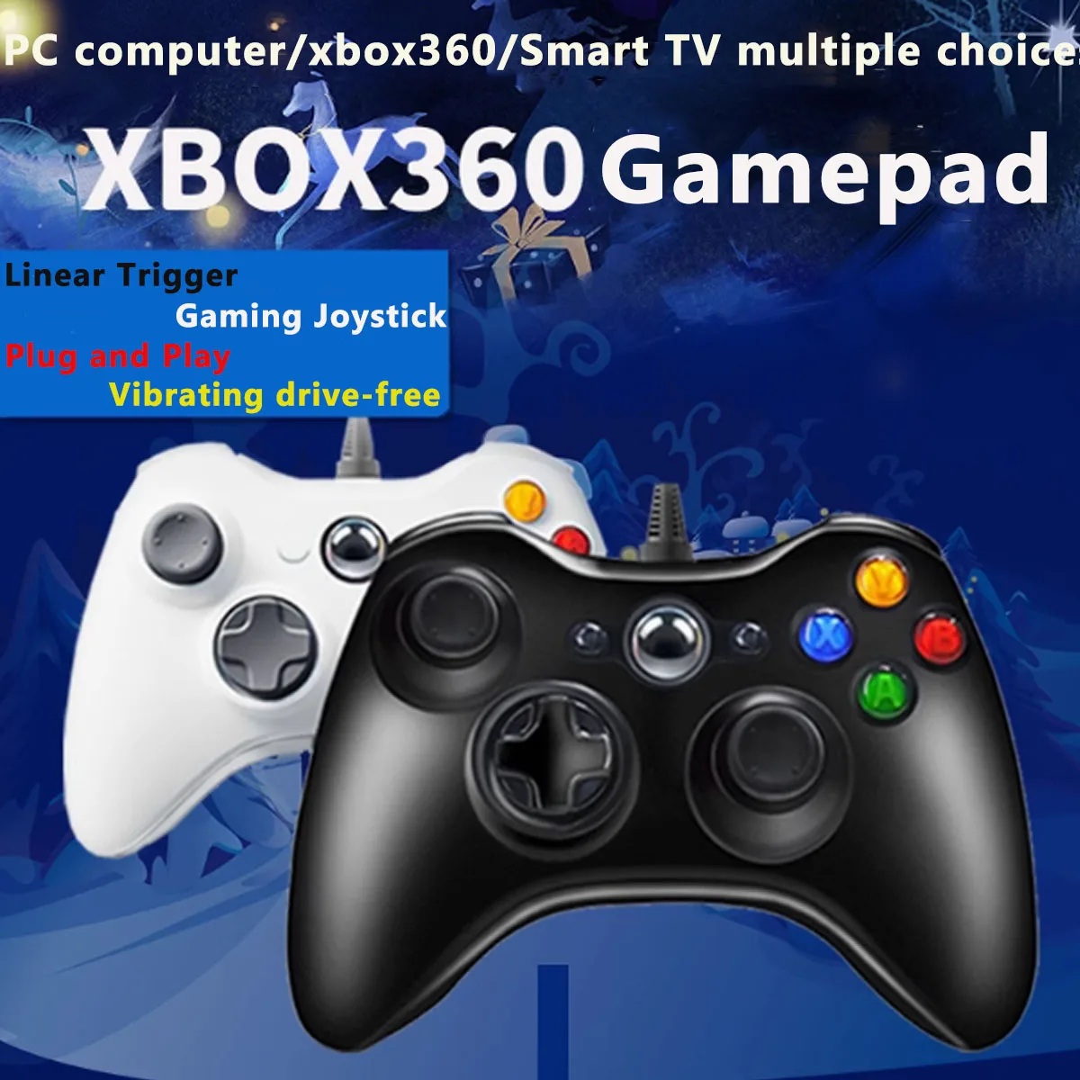 XBOX 360 wired gamepad supports Xbox 360 slim PC gamepad supports Steam a nd can adapt to Win7/8/10/11 pc computer wireless
