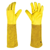 1 Pair Long Thorn Proof Working Mitten Breathable Leather Floral Gauntlet Labor Protection Long Elbow Gloves Best Garden Gift 2