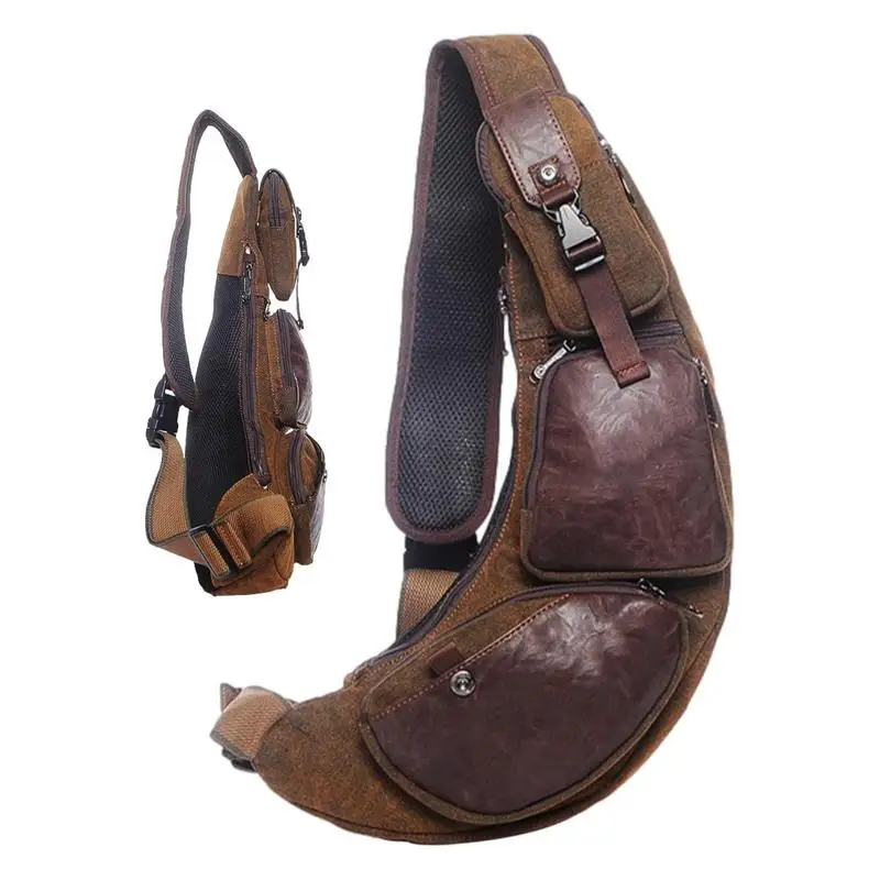 

Sling Bag Canvas Sling Backpack Vintage Mens Sling Bags Tear Resistant Sling Bag Chest Bag For Men Travel Hiking And Camping